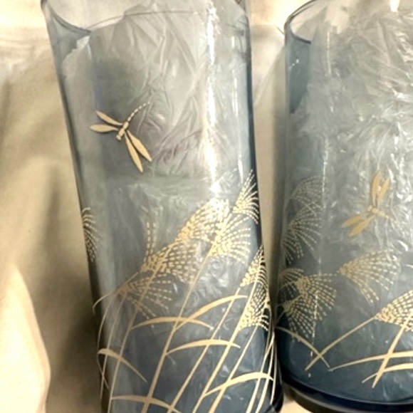 Set of 4 VTG MCM Libbey Bolero Blue Glass Tumbers Barware 70s Boho Cottagecore - Picture 2 of 2